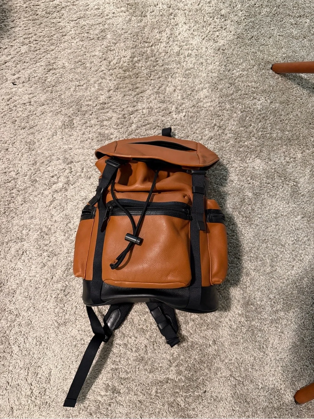 Coach Men's Brown Leather Backpack - Classic Casual Daypack